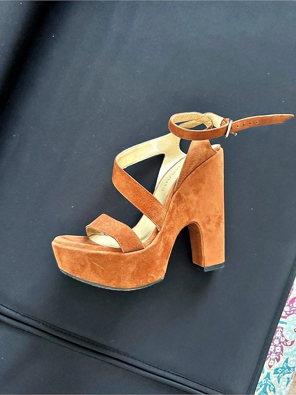 Stuart Weitzman Dayna Platform Sandal Brown Heels